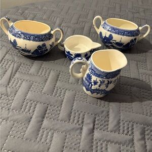 Vintage Asian Blue and White Ceramic Serving pieces